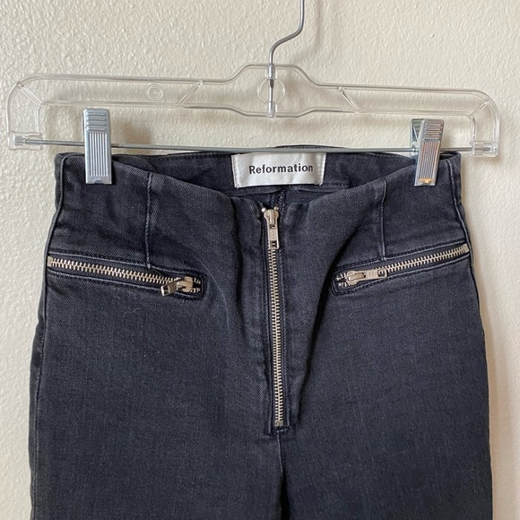 Reformation Women’s Skinny Jeans Charcoal Size 24 High Rise Zipper Detail - Picture 3 of 9